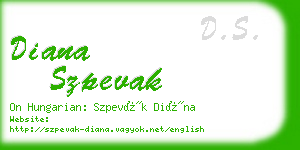 diana szpevak business card